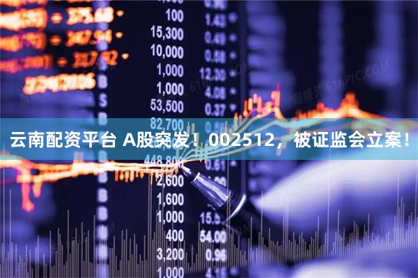 云南配资平台 A股突发！002512，被证监会立案！