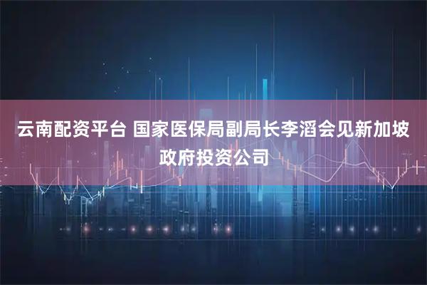 云南配资平台 国家医保局副局长李滔会见新加坡政府投资公司